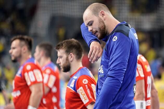 Mike Jensen (Torwart, HBW, 20), enttäuscht schauend, Enttäuschung, Frustration, disappointed, pessimistisch, 12.09.2019, Mannheim, Handball, Bundesliga, Rhein-Neckar Löwen - HBW Balingen-Weilstetten