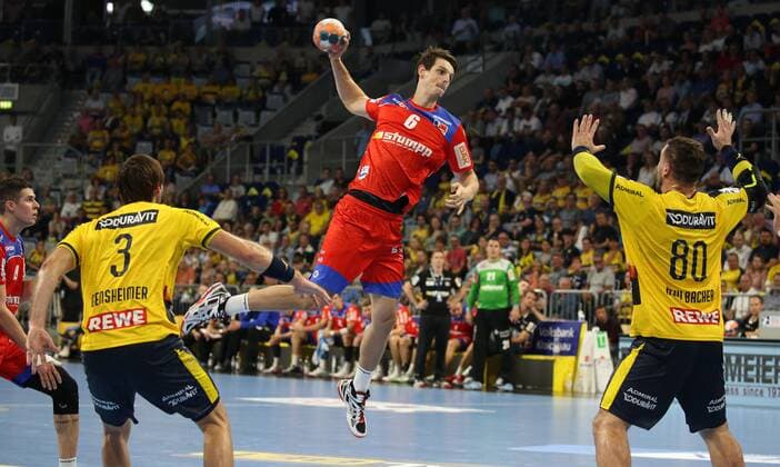 Handball, 1. Bundesliga: Rhein-Neckar-Löwen - HBW Balingen-Weilstetten, 5. Spieltag am 12.09.2019, Saison 2019 20, ZmdZ, Filip Taleski (6, Balingen-Weilstetten), Rhein-Neckar-Löwen - HBW Balingen-Weilstetten
