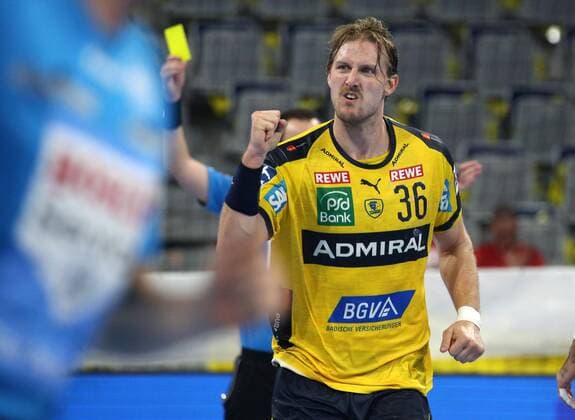 Handball, 1. Bundesliga: Rhein-Neckar-Löwen - HBW Balingen-Weilstetten, 5. Spieltag am 12.09.2019, Saison 2019 20, ZmdZ, Jesper Nielsen (36, Rhein Neckar Löwen) torjubel. Rhein-Neckar-Löwen - HBW Balingen-Weilstetten