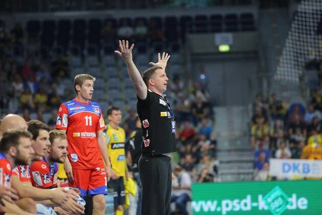 Jens Buerkle (Trainer HBW Balingen) beim Spiel Rhein Neckar Loewen vs. HBW Balingen-Weilstetten in der 1. Handball Bundesliga am 11.09.2019, Rhein Neckar Loewen vs. HBW Balingen, Handball, 1. Handball Bundesliga, 12.09.2019, Mannheim Copyright: xEIBNER MichaelxBermelx EP_eer