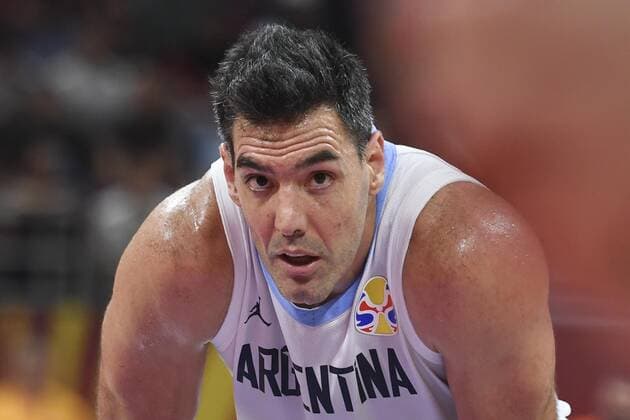 (190913) -- BEIJING, Sept. 13, 2019 -- Luis Scola of Argentina looks on during the semifinal match between Argentina and France at the 2019 FIBA World Cup in Beijing, capital of China, Sept. 13, 2019. ) (SP)CHINA-BEIJING-BASKETBALL-FIBA WORLD CUP-SEMI FINALS-ARG VS FRA(CN) ZhangxChenlin 