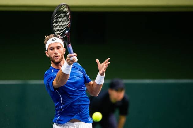 2019 Davis Cup Sweden v Israel 190913 Edan Leshem (ISR) ) during the Davis Cup qualification tennis match between Sweden and Israel on September 13, 2019 in Stockholm. Copyright: JOHANNAxLUNDBERG BB190913JL007