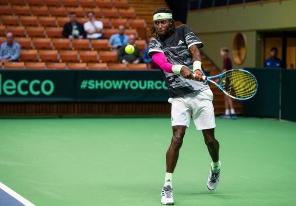2019 Davis Cup Sweden v Israel 190913 Mikael Ymer of Sweden during the Davis Cup qualification tennis match between Sweden and Israel on September 13, 2019 in Stockholm. Copyright: JOHANNAxLUNDBERG BB190913JL015
