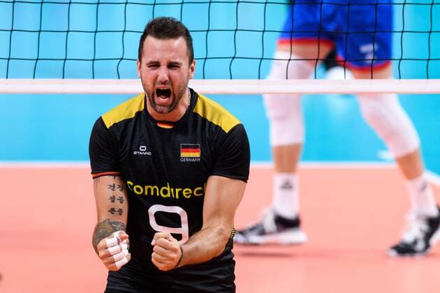 13.09.2019, Paleis 12, Brüssel Bruessel Volleyball, Europameisterschaft, Deutschland (GER) vs. Serbien (SRB) Jubel Georg Grozer ( 9 GER)