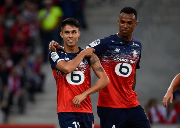 Fußball, OSC Lille - SCO Angers But de Luiz Araujo ( LOSC ) - Gabriel Dos Santos ( LOSC ) FOOTBALL : Lille OSC vs Angers SCO - Ligue 1 - Lille - 13 09 2019 FedericoPestellini Panoramic 
