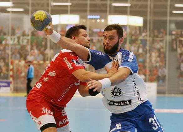 Bjoern Zintel 31 (Huettenberg ),Jonas Ellwanger 3 GER,Handball,2.Bundesliga, Tusem Essen:TV Huetenberg ,Essen, Stadion Am Hallo Essen Copyright: xEIBNER RonaldxBrendelx EP_RBL