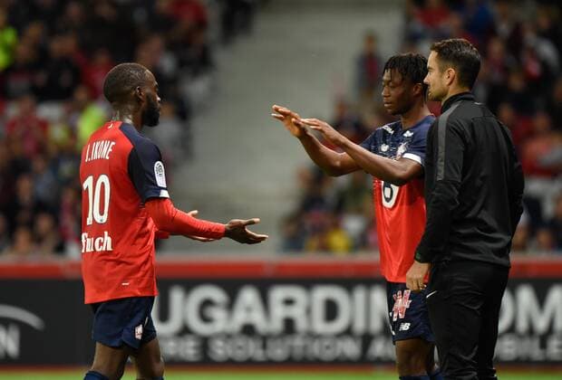 Fußball, OSC Lille - SCO Angers Jonathan Ikone ( LOSC ) - Abou Ouattara ( LOSC ) FOOTBALL : Lille OSC vs Angers SCO - Ligue 1 - Lille - 13 09 2019 FedericoPestellini Panoramic 