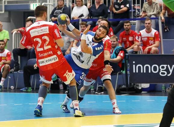 Dennis Szczesny 22,Bjoern Zintel 31 (Huettenberg ) GER,Handball,2.Bundesliga, Tusem Essen:TV Huetenberg ,Essen, Stadion Am Hallo Essen Copyright: xEIBNER RonaldxBrendelx EP_RBL