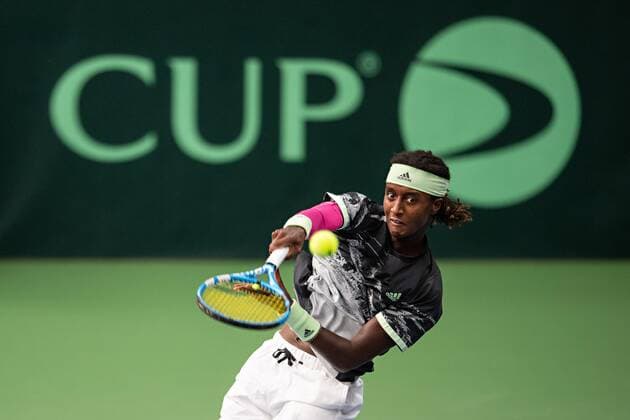 2019 Davis Cup Sweden v Israel 190914 Mikael Ymer of Sweden during the Davis Cup qualification tennis match between Sweden and Israel on September 14, 2019 in Stockholm. Copyright: JOHANNAxLUNDBERG BB190914JL003
