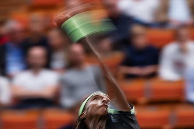 2019 Davis Cup Sweden v Israel 190914 Mikael Ymer of Sweden during the Davis Cup qualification tennis match between Sweden and Israel on September 14, 2019 in Stockholm. Copyright: JOHANNAxLUNDBERG BB190914JL010