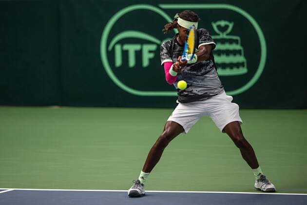 2019 Davis Cup Sweden v Israel 190914 Mikael Ymer of Sweden during the Davis Cup qualification tennis match between Sweden and Israel on September 14, 2019 in Stockholm. Copyright: JOHANNAxLUNDBERG BB190914JL011