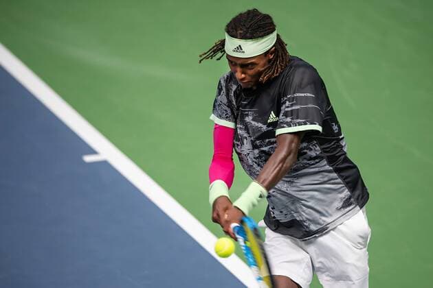 2019 Davis Cup Sweden v Israel 190914 Mikael Ymer of Sweden during the Davis Cup qualification tennis match between Sweden and Israel on September 14, 2019 in Stockholm. Copyright: JOHANNAxLUNDBERG BB190914JL012