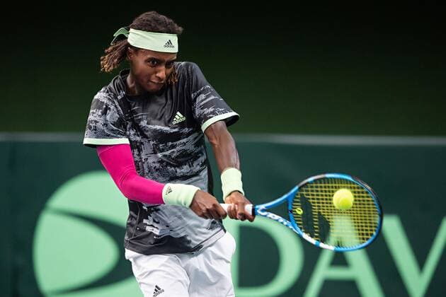 2019 Davis Cup Sweden v Israel 190914 Mikael Ymer of Sweden during the Davis Cup qualification tennis match between Sweden and Israel on September 14, 2019 in Stockholm. Copyright: JOHANNAxLUNDBERG BB190914JL013