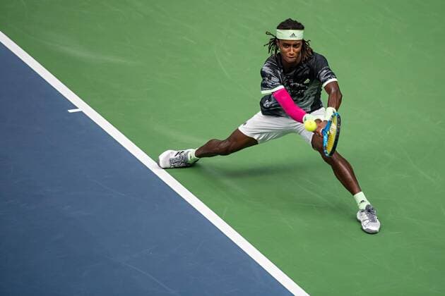 2019 Davis Cup Sweden v Israel 190914 Mikael Ymer of Sweden during the Davis Cup qualification tennis match between Sweden and Israel on September 14, 2019 in Stockholm. Copyright: JOHANNAxLUNDBERG BB190914JL015