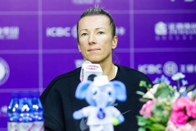 ZHENGZHOU, CHINA - SEPTEMBER 15: Kveta Peschke of Czech Republic attends a press conference, PK, Pressekonferenz after winning the doubles final match against Yanina Wickmayer of Belgium and Tamara Zidansek of Slovenia on day seven of Zhengzhou Open 2019 at Zhongyuan Tennis Training Base Management Center on September 15, 2019 in Zhengzhou, Henan Province of China.  Copyright: xVCGx CFP111249287296 