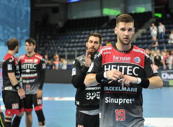 15.09.2019 - Handball - 1. Bundesliga DKB HBL - Saison 2019 2020 - 05. Spieltag: HC Erlangen Metropolregion Nürnberg HCE - TBV Lemgo Lippe - OGo - Sime Ivic (19, HC Erlangen HCE ) enttäuscht Enttäuschung nach Spielende