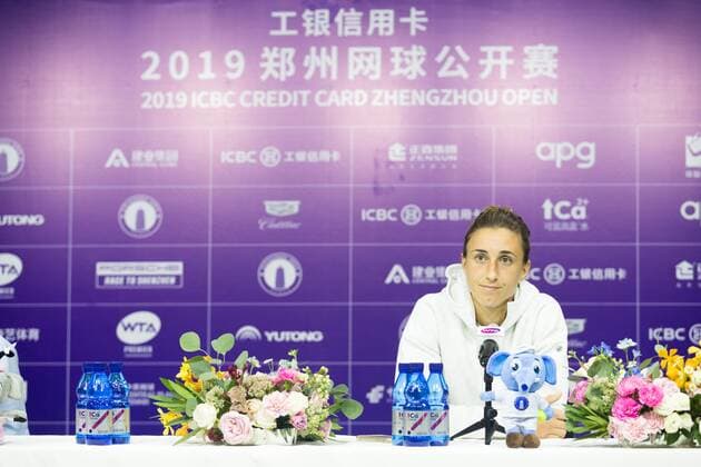 ZHENGZHOU, CHINA - SEPTEMBER 15: Petra Martic of Croatia attends a press conference, PK, Pressekonferenz after the singles final match against Karolina Pliskova of Czech Republic on day seven of Zhengzhou Open 2019 at Zhongyuan Tennis Training Base Management Center on September 15, 2019 in Zhengzhou, Henan Province of China.  Copyright: xVCGx CFP111249298629 