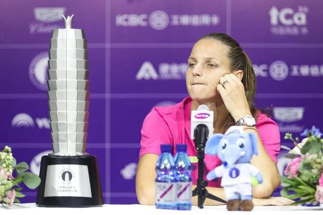 ZHENGZHOU, CHINA - SEPTEMBER 15: Karolina Pliskova of Czech Republic attends a press conference, PK, Pressekonferenz after the singles final match against Petra Martic of Croatia on day seven of Zhengzhou Open 2019 at Zhongyuan Tennis Training Base Management Center on September 15, 2019 in Zhengzhou, Henan Province of China.  Copyright: xVCGx CFP111249298047 