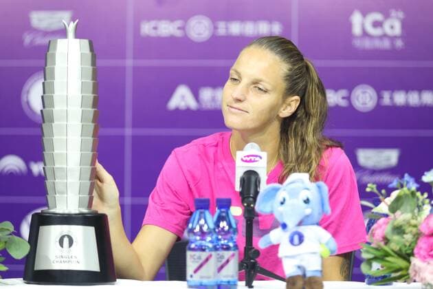 ZHENGZHOU, CHINA - SEPTEMBER 15: Karolina Pliskova of Czech Republic attends a press conference, PK, Pressekonferenz after the singles final match against Petra Martic of Croatia on day seven of Zhengzhou Open 2019 at Zhongyuan Tennis Training Base Management Center on September 15, 2019 in Zhengzhou, Henan Province of China.  Copyright: xVCGx CFP111249298046 