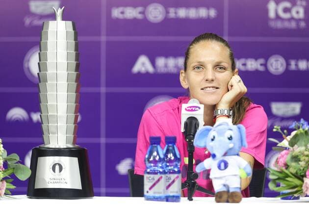 ZHENGZHOU, CHINA - SEPTEMBER 15: Karolina Pliskova of Czech Republic attends a press conference, PK, Pressekonferenz after the singles final match against Petra Martic of Croatia on day seven of Zhengzhou Open 2019 at Zhongyuan Tennis Training Base Management Center on September 15, 2019 in Zhengzhou, Henan Province of China.  Copyright: xVCGx CFP111249298045 