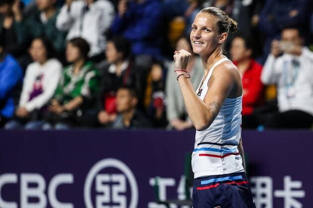 ZHENGZHOU, CHINA - SEPTEMBER 15: Karolina Pliskova of Czech Republic celebrates after winning the singles final match against Petra Martic of Croatia on day seven of Zhengzhou Open 2019 at Zhongyuan Tennis Training Base Management Center on September 15, 2019 in Zhengzhou, Henan Province of China.  Copyright: xVCGx CFP111249296171 