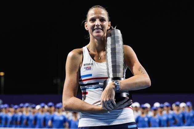 ZHENGZHOU, CHINA - SEPTEMBER 15: Karolina Pliskova of Czech Republic celebrates with the champion trophy after the singles final match against Petra Martic of Croatia on day seven of Zhengzhou Open 2019 at Zhongyuan Tennis Training Base Management Center on September 15, 2019 in Zhengzhou, Henan Province of China.  Copyright: xVCGx CFP111249296284 