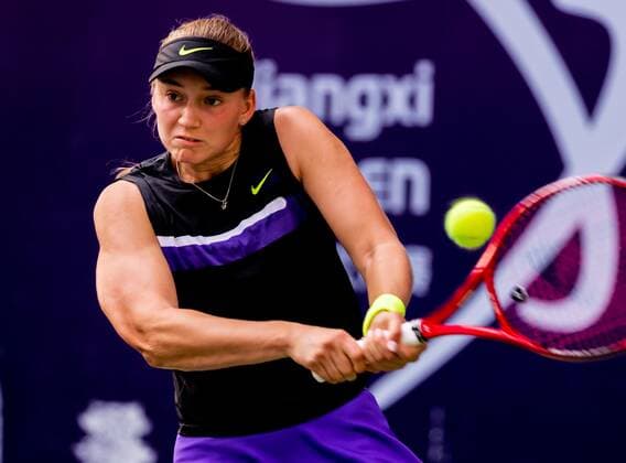 NANCHANG, CHINA - SEPTEMBER 15: Elena Rybakina of Kazakhstan returns a shot in the women s singles final match against Rebecca Peterson of Sweden during 2019 WTA, Tennis Damen Jiangxi Open at Nanchang International Sports Center on September 15, 2019 in Nanchang, Jiangxi Province of China.  Copyright: xVCGx CFP111249289121 