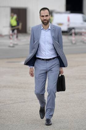 Genk s press officer Willem Boogaerts pictured before the departure of Belgian soccer team RC Genk, Monday 16 September 2019 in Maastricht, The Netherlands. RC Genk plays Tomorrow against Austrian club RB Salzburg in the group stage of the UEFA Champions League. YORICKxJANSENS  x05663263x