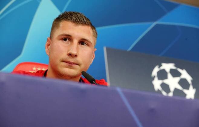 RB Leipzig - Pressekonferenz Fussball Champions League Lissabon, 16.09.2019, Est‡dio da Luz, Fussball, UEFA Champions League, Gruppe G, 1.Spieltag , Benfica Lissabon vs. RB Leipzig , Pressekonferenz am Vortag des Spieles. , Im Bild; Willi Orban, RB Leipzig , UEFA regulations prohibit any use of photographs as image sequences and or quasi-video