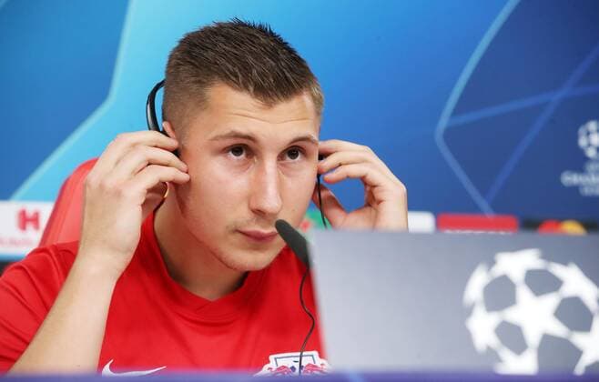 RB Leipzig - Pressekonferenz Fussball Champions League Lissabon, 16.09.2019, Est‡dio da Luz, Fussball, UEFA Champions League, Gruppe G, 1.Spieltag , Benfica Lissabon vs. RB Leipzig , Pressekonferenz am Vortag des Spieles. , Im Bild; Willi Orban, RB Leipzig , UEFA regulations prohibit any use of photographs as image sequences and or quasi-video
