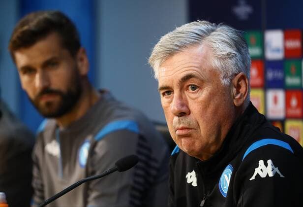 16th September 2019; Castelvolturno training center, Naples, Italy; press conference, PK, Pressekonferenz SSC Napoli; Fernando Llorente of Napoli and Carlo Ancelotti coach of Napoli  ActionPlus12167939 AlessandroxGarofalo