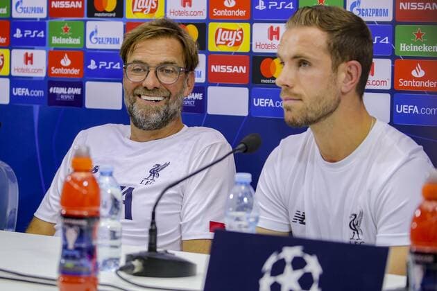 Italy: press conference, PK, Pressekonferenz Champions League Liverpool Napoli, Campania, Italy, 09-16-19 Press Conference on the eve of the Champions League match SSC Napoli - Liverpool FC in picture Jurgen Klopp coach Liverpool FC and Jordan Henderson midfielder of Liverpool FC (Antonio Balasco - Pacific Press ) Naples Campania Italy Napoli  AntonioxBalascox xPacificxPress