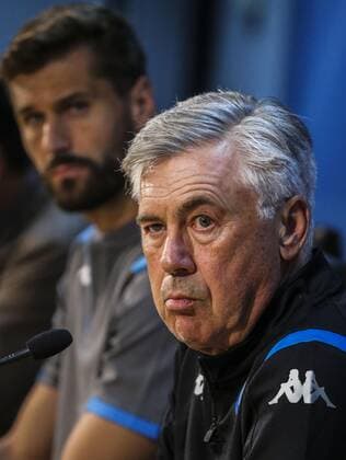 Italy: press conference, PK, Pressekonferenz Champions League Napoli Castelvolturno, Campania, Italy, 09-16-19 Press Conference on the eve of the Champions League match SSC Napoli - Liverpool FC in picture Carlo Ancelotti coach ssc napoli (Antonio Balasco - Pacific Press ) Castel Volturno Campania Italy Caserta  AntonioxBalascox xPacificxPress