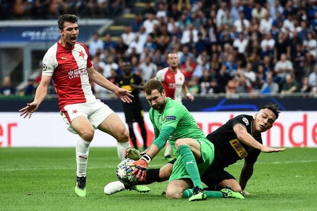 Db Milano 17 09 2019 - Champions League Inter-Sk Slavia Praga foto Daniele Buffa Image nella foto: Ondrej Kolar-Lautaro Martinez 