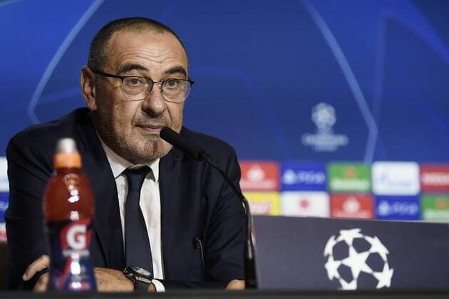 Fußball, CL, Juventus Turin Pressekonferenz Photo LaPresse - Fabio Ferrari September 17, 2019 Madrid (Spain) soccer press conference, PK, Pressekonferenz day before Atletico Madrid vs Juventus Fc - Uefa Champions League 2019 2020 - Group Stage 1 6 - Group D - Stadium Wanda Metropolitano of Madrid In the pic:Maurizio Sarri (Juventus F.C.);  Copyright: xFabioxFerrari LaPressex