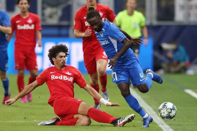 SOCCER - CL, RBS vs Genk SALZBURG,AUSTRIA,17.SEP.19 - SOCCER - UEFA Champions League, group stage, Red Bull Salzburg vs KRC Genk. Image shows Andre Ramalho (RBS) and Dieumerci Ndongala (Genk). GEPAxpictures xMathiasxMandl