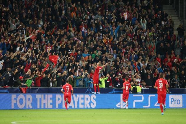 SOCCER - CL, RBS vs Genk SALZBURG,AUSTRIA,17.SEP.19 - SOCCER - UEFA Champions League, group stage, Red Bull Salzburg vs KRC Genk. Image shows the rejoicing of Erling Braut Haaland (RBS). GEPAxpictures xMathiasxMandl