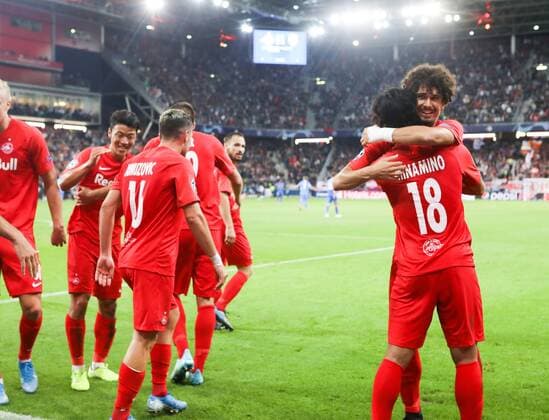 SOCCER - CL, RBS vs Genk SALZBURG,AUSTRIA,17.SEP.19 - SOCCER - UEFA Champions League, group stage, Red Bull Salzburg vs KRC Genk. Image shows rejoicing of Red Bull Salzburg. GEPAxpictures xPatrickxSteiner