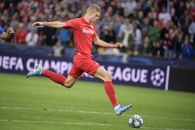 Salzburg s Erling Braut Haland pictured in action during a game between Austrian club RB Salzburg and Belgian RC Genk, Tuesday 17 September 2019 in Salzburg, Austria, first match in the group stage of the UEFA Champions League. YORICKxJANSENS  x05665962x