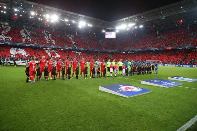 SOCCER - CL, RBS vs Genk SALZBURG,AUSTRIA,17.SEP.19 - SOCCER - UEFA Champions League, group stage, Red Bull Salzburg vs KRC Genk. Image shows RBS and Genk. GEPAxpictures xMathiasxMandl