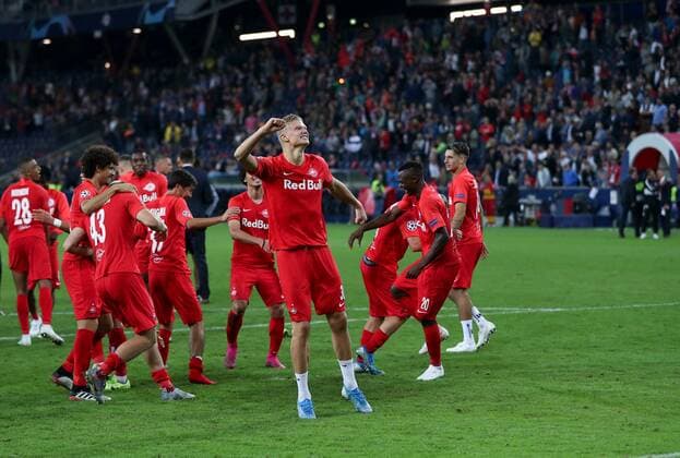SOCCER - CL, RBS vs Genk SALZBURG,AUSTRIA,17.SEP.19 - SOCCER - UEFA Champions League, group stage, Red Bull Salzburg vs KRC Genk. Image shows rejoicing of Salzburg. GEPAxpictures xPatrickxSteiner