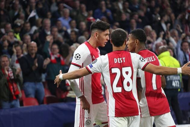 September 17, 2019: AMSTERDAM, NETHERLANDS - SEPTEMBER 17, 2019: Edson Alvarez (Ajax) celebrates after scoring during the 1st match of the 2019 20 UEFA Champions League Final Group Round between AFC Ajax (Netherlands) and Lille OSC (France) at Johan Cruijff ArenA. Sports News - September 17, 2019 - ZUMAm251 20190917_zsp_m251_251 Copyright: xFedericoxGuerraxMaranesix