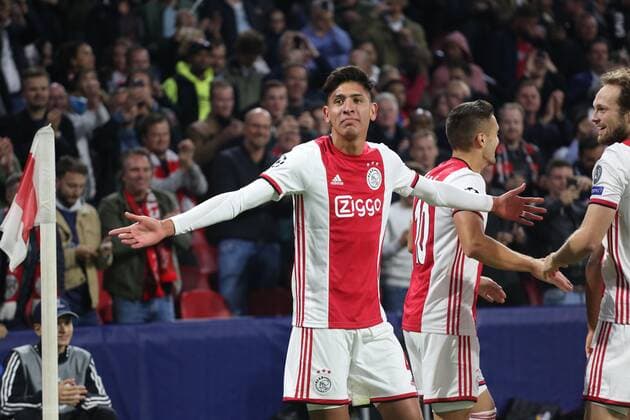 September 17, 2019: AMSTERDAM, NETHERLANDS - SEPTEMBER 17, 2019: Edson Alvarez (Ajax) celebrates after scoring during the 1st match of the 2019 20 UEFA Champions League Final Group Round between AFC Ajax (Netherlands) and Lille OSC (France) at Johan Cruijff ArenA. Sports News - September 17, 2019 - ZUMAm251 20190917_zsp_m251_256 Copyright: xFedericoxGuerraxMaranesix