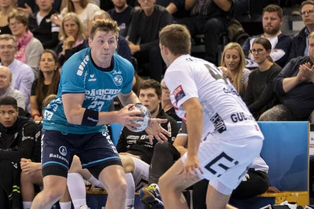SG Flensburg-Handewitt vs Elverum Handball, Handball, EHF Champions League Gruppenphase, 18.09.19 Goran Soegard Johannsessen (SG Flensburg-Handewitt, 23) gegen Thomas Alfred Solstad (Elverum Handball, 44) Copyright: xBEAUTIFULxSPORTS MarioxM.xKobergx
