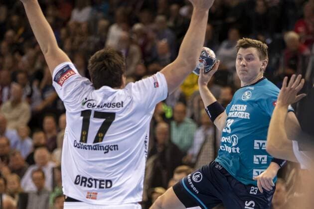 SG Flensburg-Handewitt vs Elverum Handball, Handball, EHF Champions League Gruppenphase, 18.09.19 Goran Soegard Johannsessen (SG Flensburg-Handewitt, 23) gegen Kristian Krag Oersted (Elverum Handball, 17) Copyright: xBEAUTIFULxSPORTS MarioxM.xKobergx