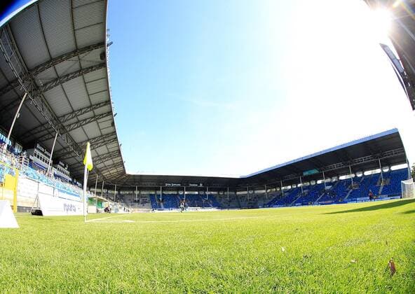 v.li.: Stadioninnenansicht Carl-Benz Stadon Mannheim, 14.09.2019, Mannheim (Deutschland), Fussball, 3. Liga, SV Waldhof Mannheim - FC Würzburger Kickers, DFB DFL REGULATIONS PROHIBIT ANY USE OF PHOTOGRAPHS AS IMAGE SEQUENCES AND OR QUASI-VIDEO.