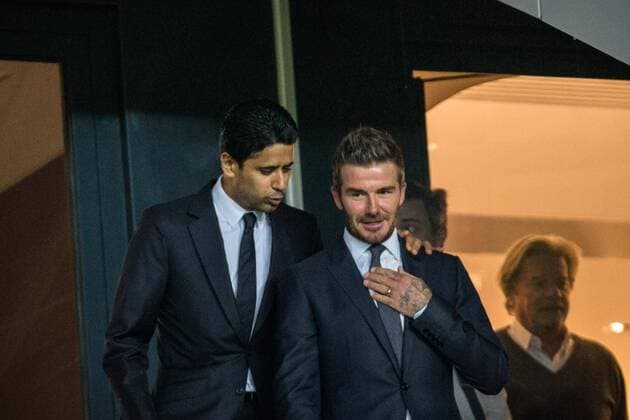 Sport Themen der Woche KW38 Sport Bilder des Tages Nasser El Khelaifi (L) and David Beckham (R) during the Champions League match between Paris Saint Germain (PSG) and Real Madrid FC at the Parc des Princes stadium in Paris, France, on September 18th 2019.  Copyright: xAurelienxMorissardx