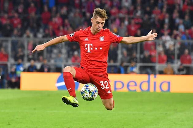 Joshua KIMMICH (Bayern Muenchen), Aktion,Einzelaktion,Einzelbild, Freisteller,Ganzkoerperaufnahme, ganze Figur. FC Bayern Muenchen-Roter Stern Belgrad 3-0, Fussball Champions League,Gruppe B, Gruppenphase,1.Spieltag, am 18.09.2019. A L L I A N Z A R E N A. DFL REGULATIONS PROHIBIT ANY USE OF PHOTOGRAPHS AS IMAGE SEQUENCES AND OR QUASI-VIDEO.