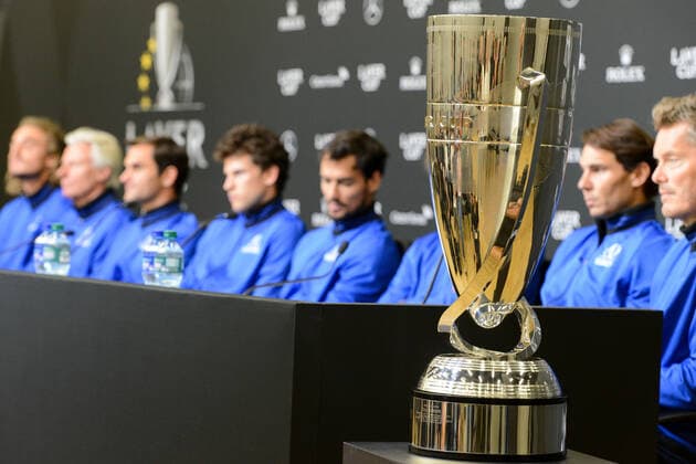 September 19, 2019, Geneva, Switzerland: Members of Team Europe chat with the media prior to the Laver Cup tennis event in Geneva Switzerland. Tennis 2019: Laver Cup - ZUMAl132 20190919_zap_l132_001 Copyright: xChristopherxLevyx