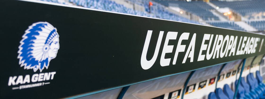 Gent, Belgien, 19.09.2019, UEFA Europa League - 2019 20 Season, Gruppe I, KAA Gent - AS Saint-Etiennel, UEFA Europa League, Logo, Schriftzug Stadion Innenansicht, ( Gent Ghelamco Arena Belgium eu-images-01061012315